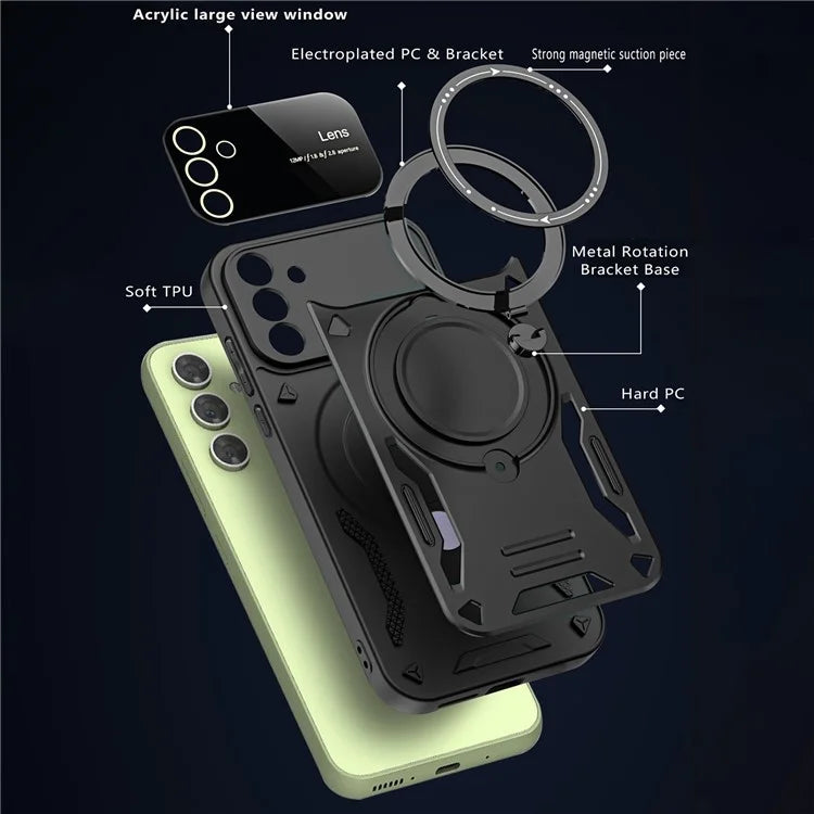For Samsung Galaxy S23 FE Kickstand Case PC+TPU Phone Case Compatible with MagSafe