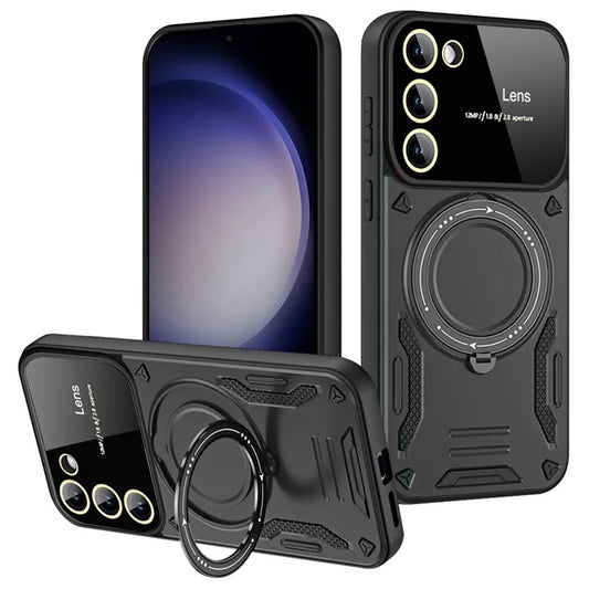 For Samsung Galaxy S21 FE 5G Case Compatible with MagSafe PC+TPU Kickstand Phone Cover