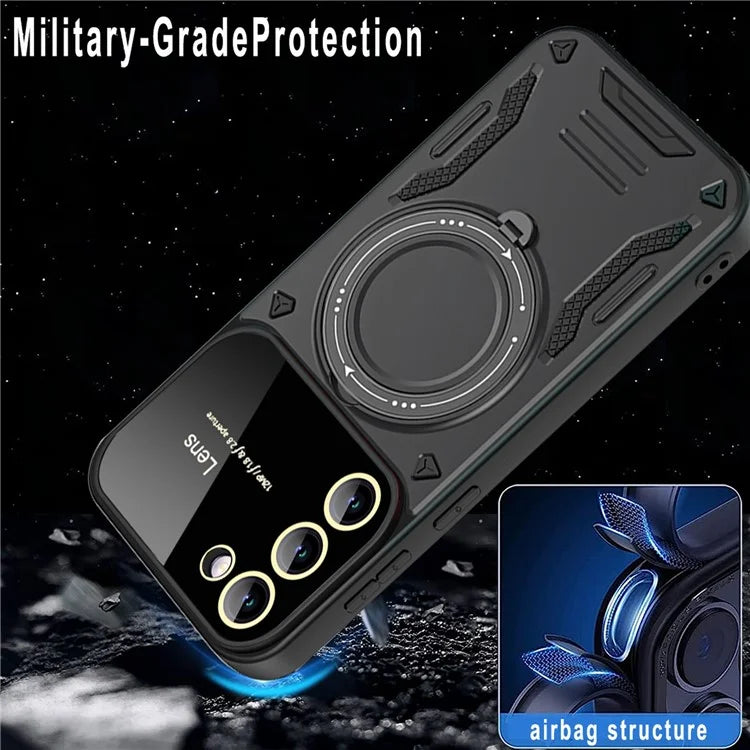 For Samsung Galaxy S21 FE 5G Case Compatible with MagSafe PC+TPU Kickstand Phone Cover