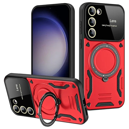 For Samsung Galaxy S21 FE 5G Case Compatible with MagSafe PC+TPU Kickstand Phone Cover