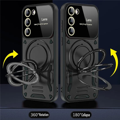 For Samsung Galaxy S21 FE 5G Case Compatible with MagSafe PC+TPU Kickstand Phone Cover