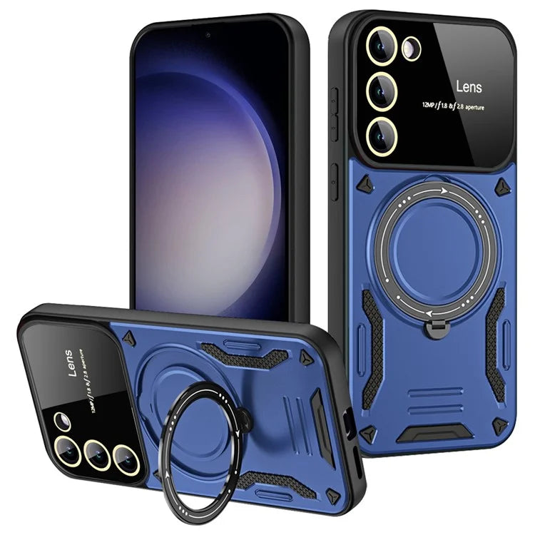 For Samsung Galaxy S21 FE 5G Case Compatible with MagSafe PC+TPU Kickstand Phone Cover