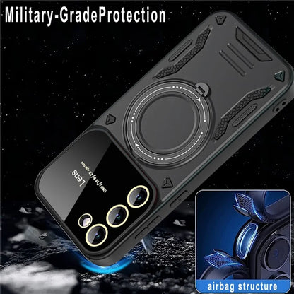 For Samsung Galaxy S21 FE 5G Case Compatible with MagSafe PC+TPU Kickstand Phone Cover