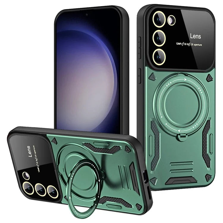 For Samsung Galaxy S21 FE 5G Case Compatible with MagSafe PC+TPU Kickstand Phone Cover