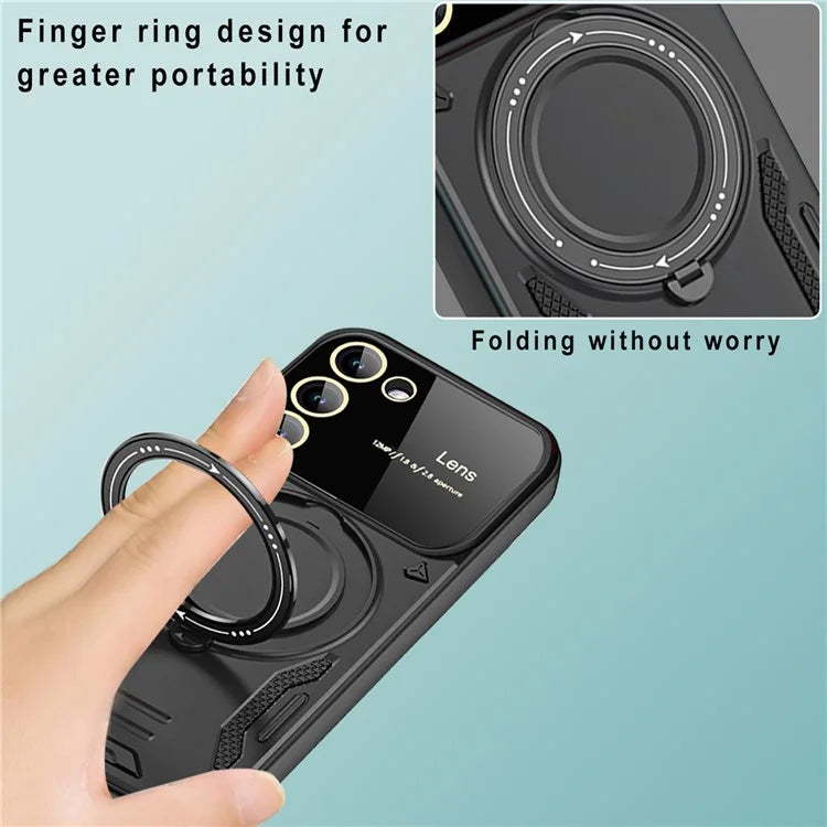For Samsung Galaxy S21 FE 5G Case Compatible with MagSafe PC+TPU Kickstand Phone Cover