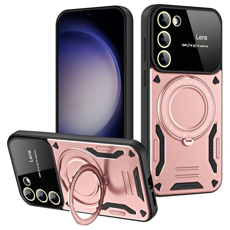 For Samsung Galaxy S21 FE 5G Case Compatible with MagSafe PC+TPU Kickstand Phone Cover