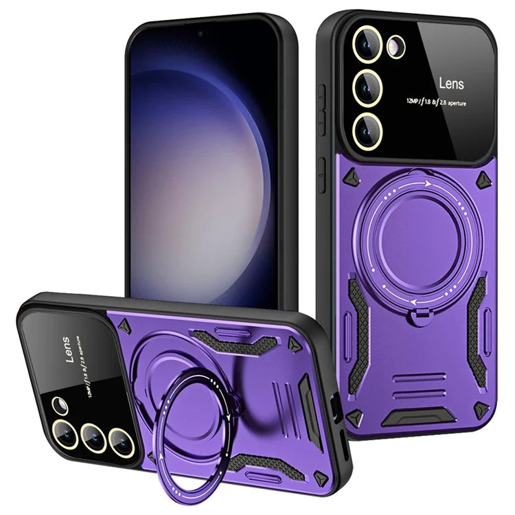 For Samsung Galaxy S21 FE 5G Case Compatible with MagSafe PC+TPU Kickstand Phone Cover