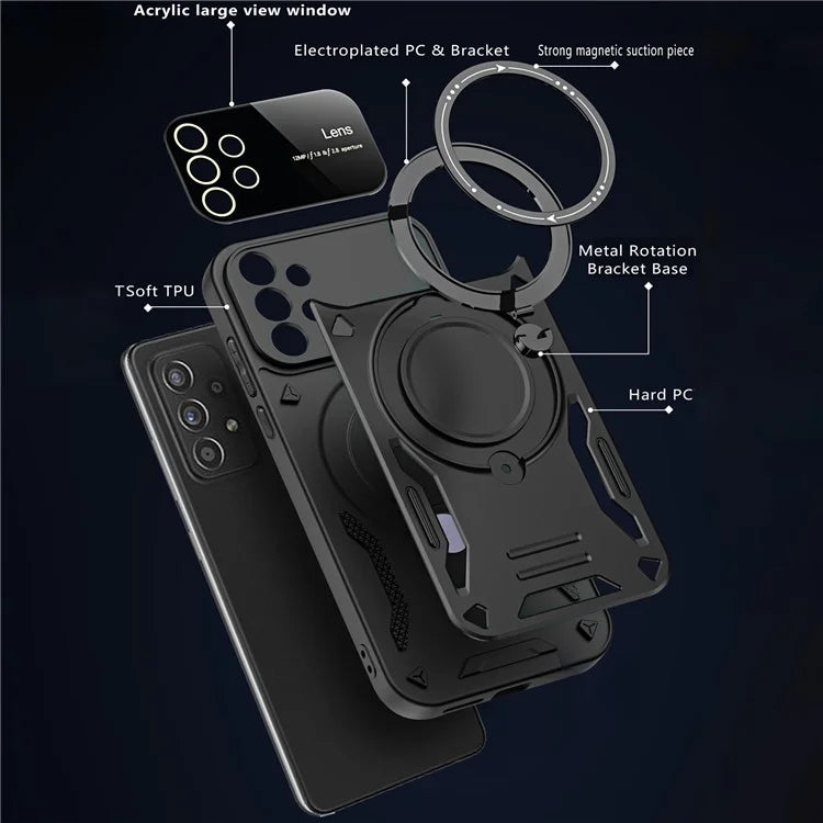 For Samsung Galaxy A32 5G / M32 5G Slim Case Kickstand PC+TPU Phone Shell Compatible with MagSafe