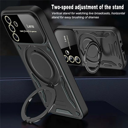 For Samsung Galaxy A24 4G / A25 5G (Global) (161.0 x 76.5 x 8.3mm) Kickstand Cover Compatible with MagSafe PC+TPU Phone Case