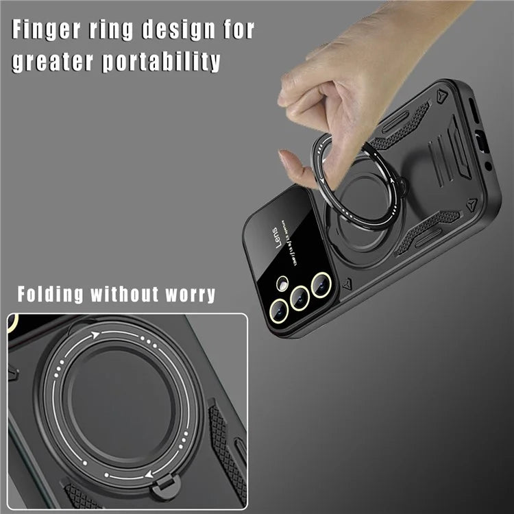 For Samsung Galaxy A24 4G / A25 5G (Global) (161.0 x 76.5 x 8.3mm) Kickstand Cover Compatible with MagSafe PC+TPU Phone Case