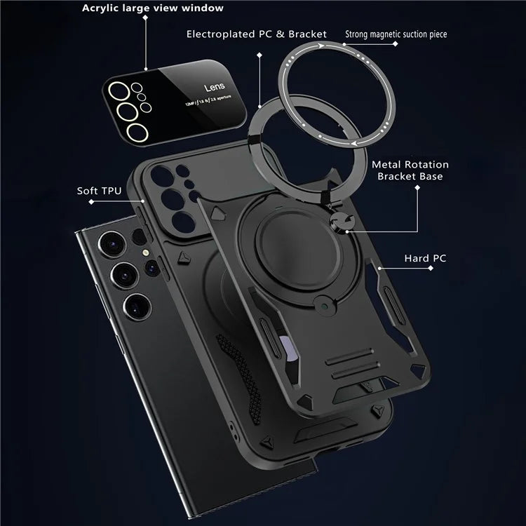 For Samsung Galaxy S22 Ultra 5G Kickstand Case Compatible with MagSafe PC+TPU Phone Cover