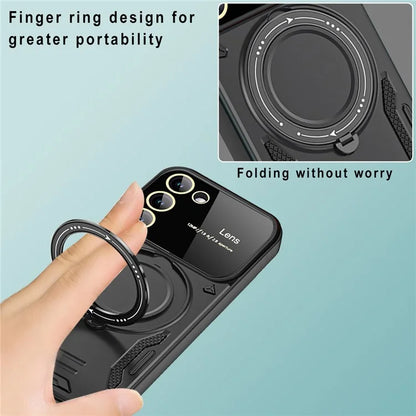 For Samsung Galaxy S22 5G Magnetic Phone Case Metal Ring Kickstand PC+TPU Cover