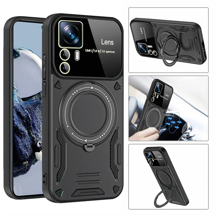 For Xiaomi 12T 5G / 12T Pro 5G / Redmi K50 Ultra Magnetic Case Rotating Kickstand PC+TPU Phone Cover