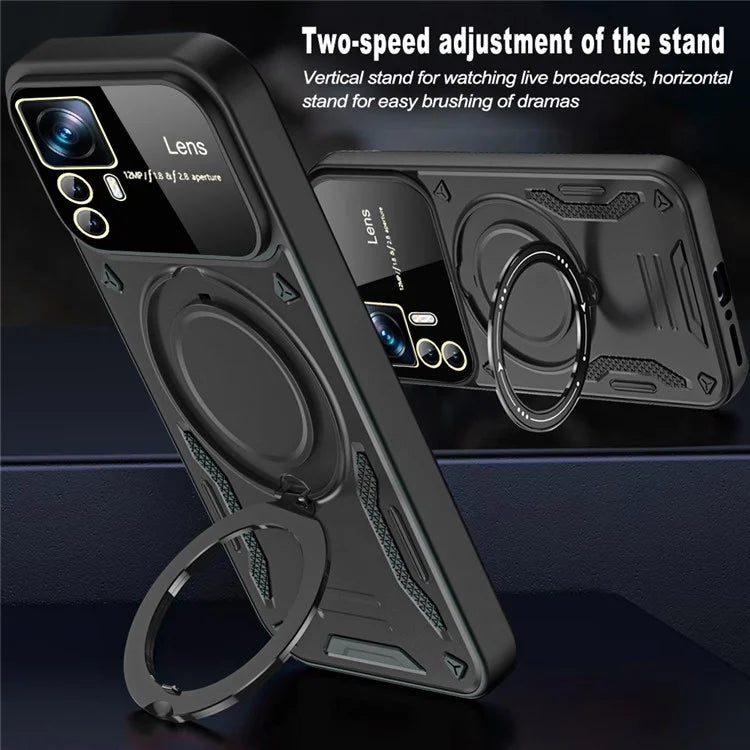 For Xiaomi 12T 5G / 12T Pro 5G / Redmi K50 Ultra Magnetic Case Rotating Kickstand PC+TPU Phone Cover