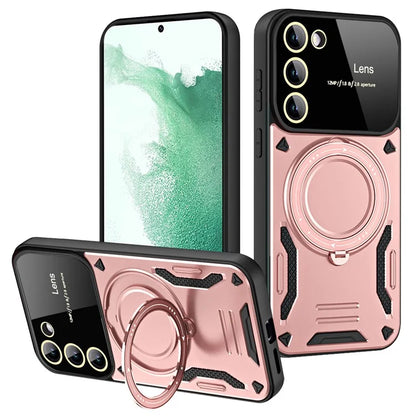 For Samsung Galaxy S22+ 5G Magnetic Case PC+TPU Phone Cover with Metal Kickstand