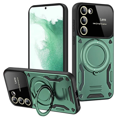 For Samsung Galaxy S22+ 5G Magnetic Case PC+TPU Phone Cover with Metal Kickstand