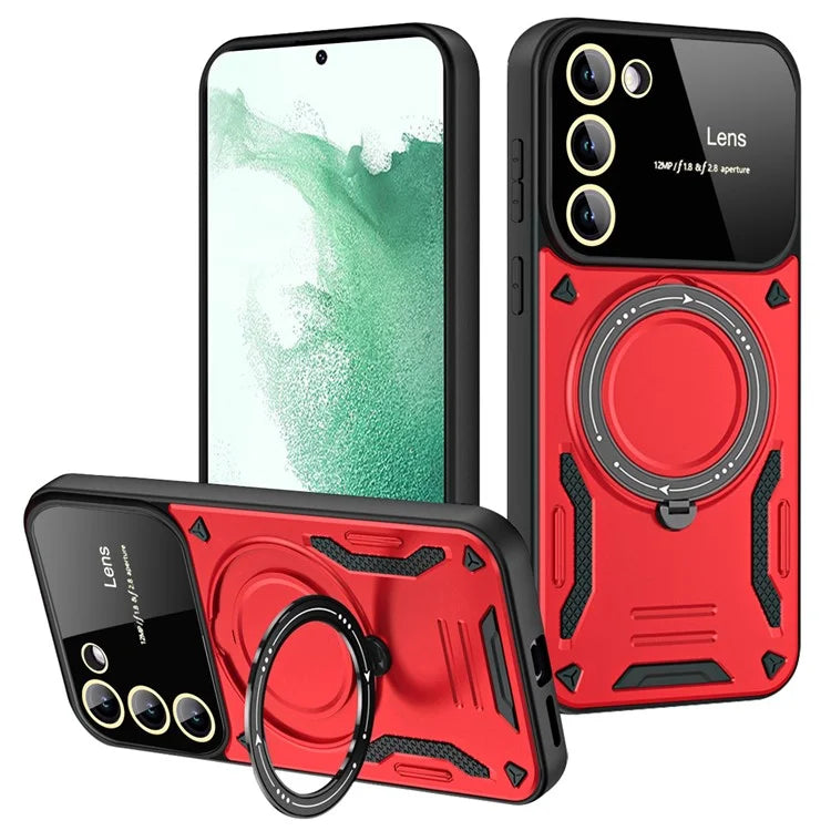 For Samsung Galaxy S22+ 5G Magnetic Case PC+TPU Phone Cover with Metal Kickstand