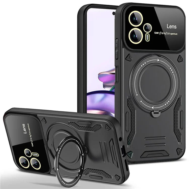 For Motorola Moto G53 5G / G13 4G Magnetic Case TPU+PC Back Cover Rotary Kickstand