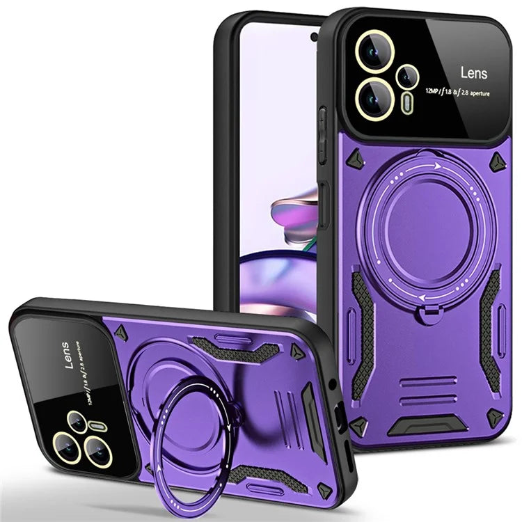 For Motorola Moto G53 5G / G13 4G Magnetic Case TPU+PC Back Cover Rotary Kickstand