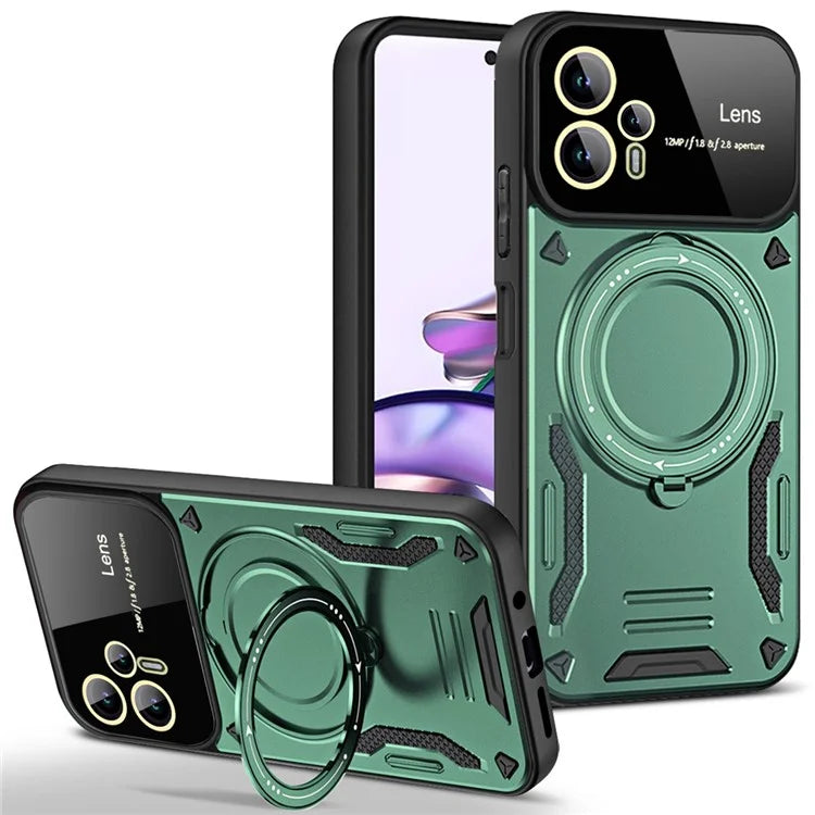 For Motorola Moto G53 5G / G13 4G Magnetic Case TPU+PC Back Cover Rotary Kickstand