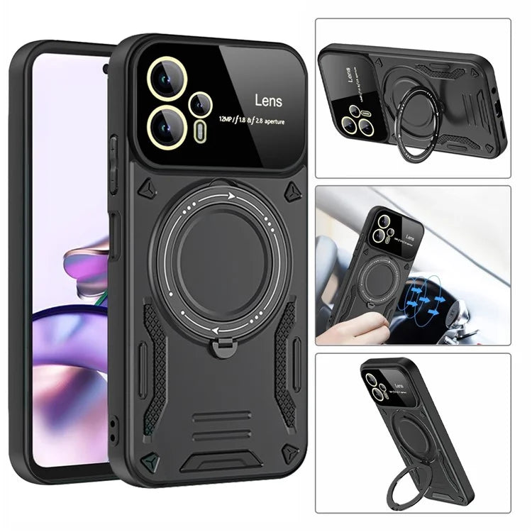 For Motorola Moto G53 5G / G13 4G Magnetic Case TPU+PC Back Cover Rotary Kickstand