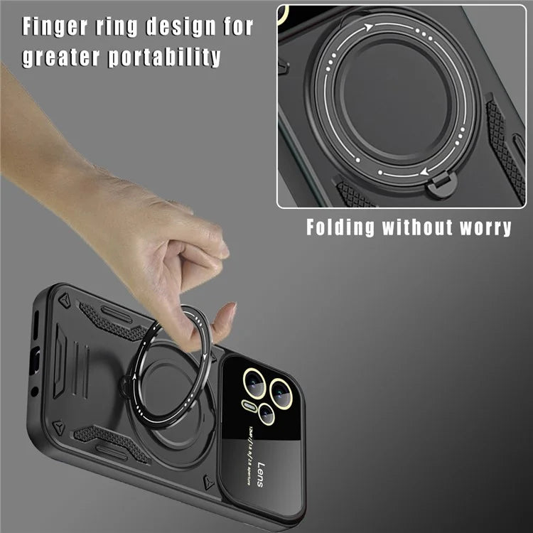 For Motorola Moto G53 5G / G13 4G Magnetic Case TPU+PC Back Cover Rotary Kickstand