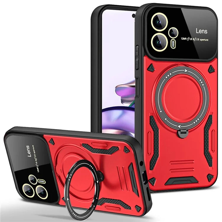 For Motorola Moto G53 5G / G13 4G Magnetic Case TPU+PC Back Cover Rotary Kickstand