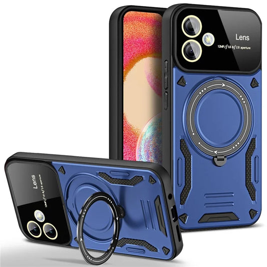 For Samsung Galaxy A04e 4G / F04 4G / M04 4G Case PC+TPU Magnetic Phone Cover Kickstand
