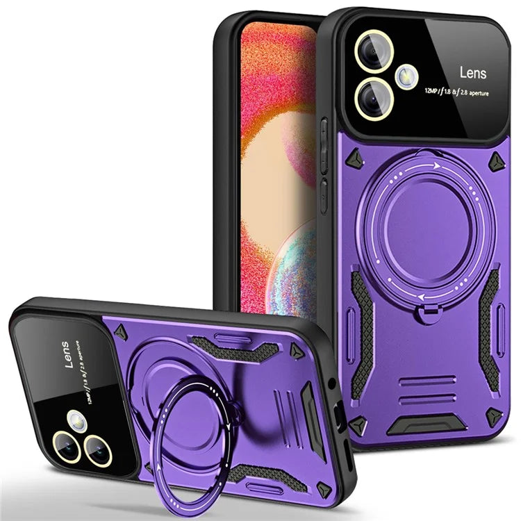 For Samsung Galaxy A04e 4G / F04 4G / M04 4G Case PC+TPU Magnetic Phone Cover Kickstand