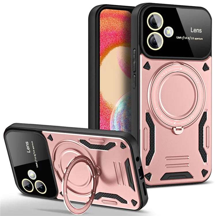 For Samsung Galaxy A04e 4G / F04 4G / M04 4G Case PC+TPU Magnetic Phone Cover Kickstand