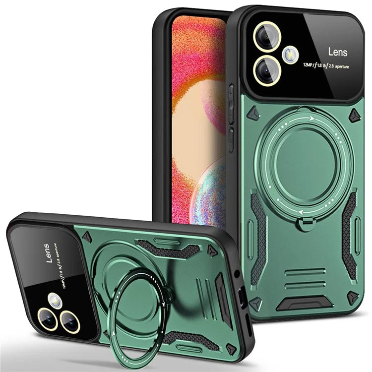 For Samsung Galaxy A04e 4G / F04 4G / M04 4G Case PC+TPU Magnetic Phone Cover Kickstand