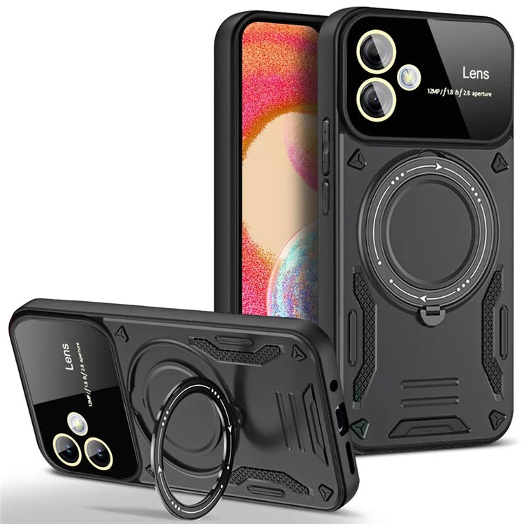 For Samsung Galaxy A04e 4G / F04 4G / M04 4G Case PC+TPU Magnetic Phone Cover Kickstand