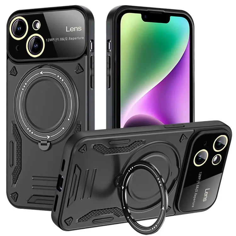 For iPhone 14 Plus Magnetic Case Compatible with MagSafe PC+TPU Phone Kickstand Cover