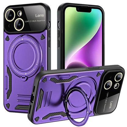 For iPhone 14 Plus Magnetic Case Compatible with MagSafe PC+TPU Phone Kickstand Cover