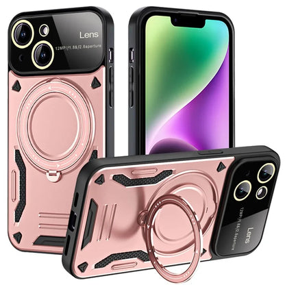 For iPhone 14 Plus Magnetic Case Compatible with MagSafe PC+TPU Phone Kickstand Cover