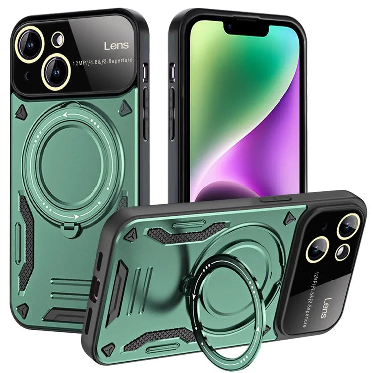 For iPhone 14 Plus Magnetic Case Compatible with MagSafe PC+TPU Phone Kickstand Cover