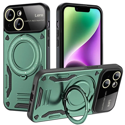 For iPhone 14 Plus Magnetic Case Compatible with MagSafe PC+TPU Phone Kickstand Cover