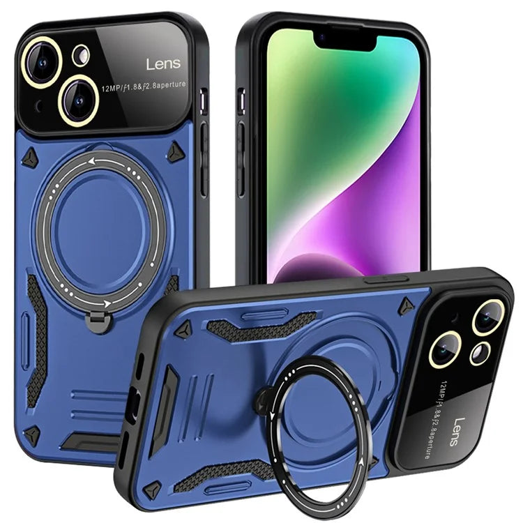 For iPhone 14 Plus Magnetic Case Compatible with MagSafe PC+TPU Phone Kickstand Cover