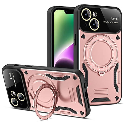 For iPhone 14 Magnetic Phone Case Ring Holder Kickstand PC+TPU Protective Cover