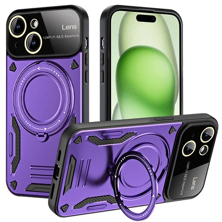 Kickstand PC+TPU Cover for iPhone 15 Plus Magnetic Case Compatible with MagSafe