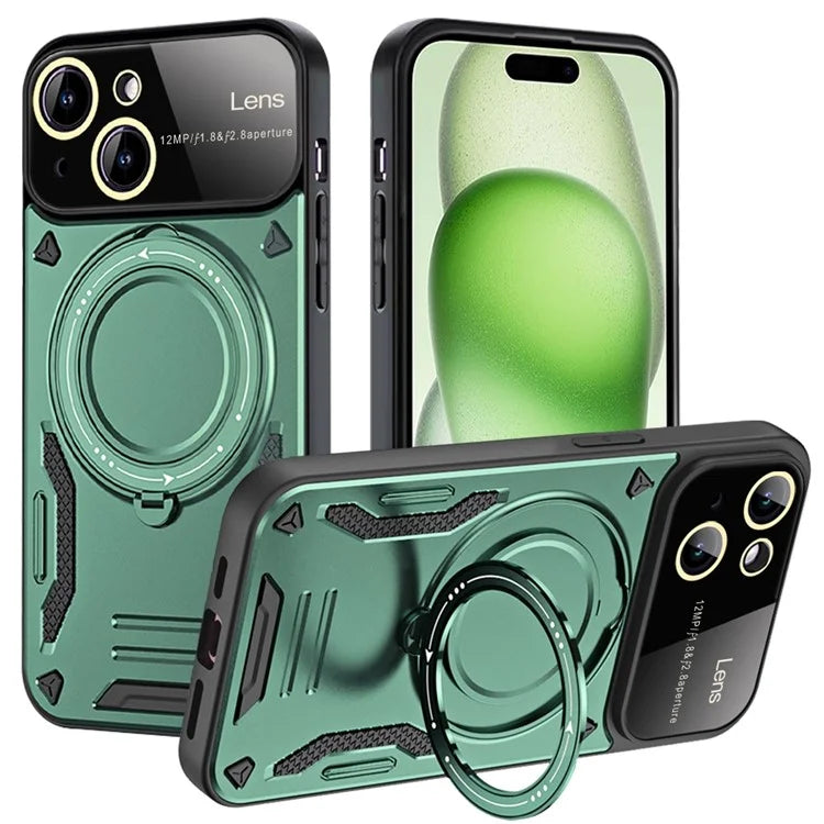 Kickstand PC+TPU Cover for iPhone 15 Plus Magnetic Case Compatible with MagSafe
