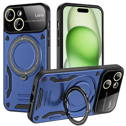 Kickstand PC+TPU Cover for iPhone 15 Plus Magnetic Case Compatible with MagSafe