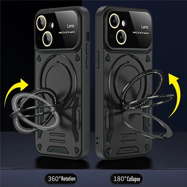 Kickstand PC+TPU Cover for iPhone 15 Plus Magnetic Case Compatible with MagSafe