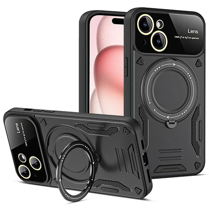 For iPhone 15 Case Compatible with MagSafe Kickstand PC+TPU Magnetic Cover