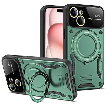 For iPhone 15 Case Compatible with MagSafe Kickstand PC+TPU Magnetic Cover