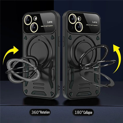 For iPhone 15 Case Compatible with MagSafe Kickstand PC+TPU Magnetic Cover