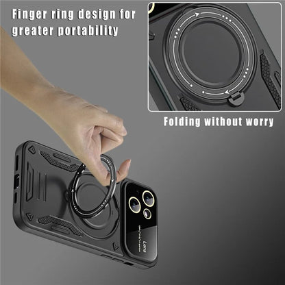 For iPhone 15 Case Compatible with MagSafe Kickstand PC+TPU Magnetic Cover