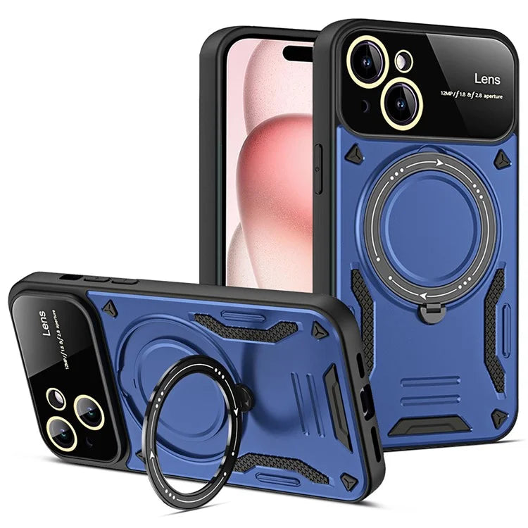 For iPhone 15 Case Compatible with MagSafe Kickstand PC+TPU Magnetic Cover