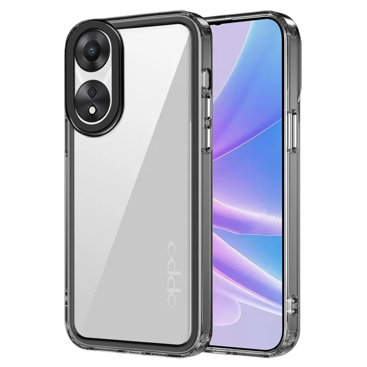 For Oppo A78 4G Shockproof Mobile Phone Cover Clear PC+TPU Phone Case Black