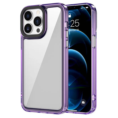 For iPhone 12 / 12 Pro Case PC+TPU Crystal Clear Phone Back Cover Purple